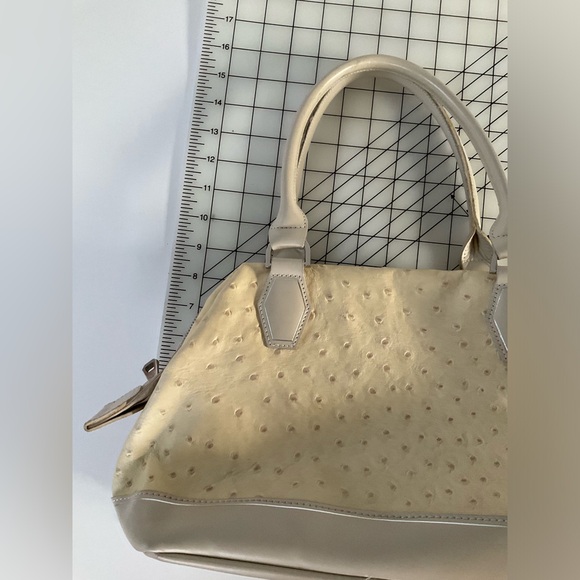 Longchamp Natural Tan Ostrich Leather Legend Bag Purse Satchel - Picture 15 of 15